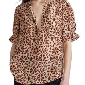 Apiece Apart Los Altos Silk Puff Sleeve Top, size L
